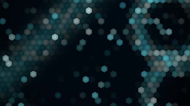 Abstract hexagon grid cyan and teal motion background, seamless 4K loop animation