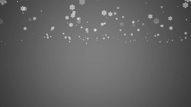 Animated White Snowflakes Falling on Minimalist Grey Gradient Background for Winter Season