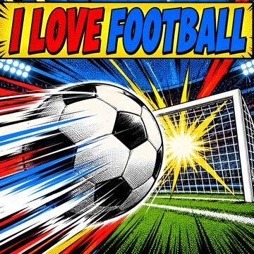 sports football i love football comic speed action poster