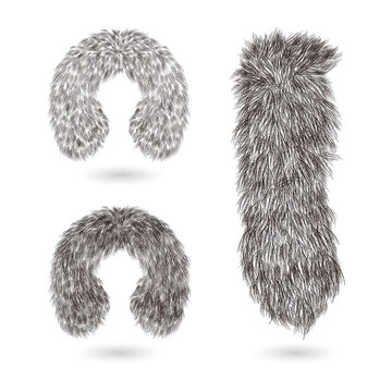Three fur collars isolated on a transparent background