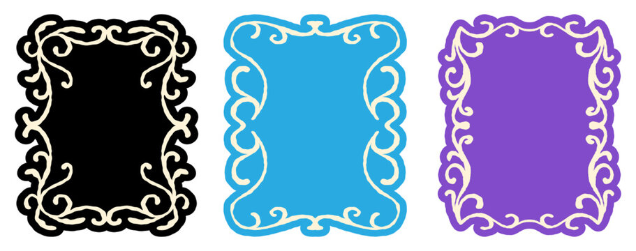 Vector elegant ornamental flourish frame with decorative swirls and curly line art. Vintage trendy hand drawn border in outline style