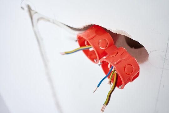 Electrical wires in wall box for new outlet installation