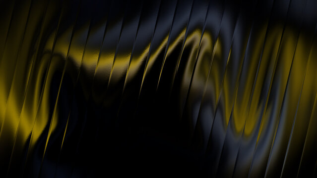 Golden Yellow Neon Wavy Abstract Background with Dark Waves