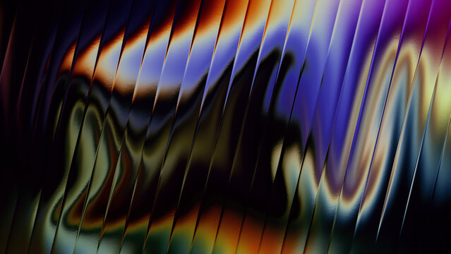 Multicolor Neon Wavy Abstract Background with Blue Orange Glow