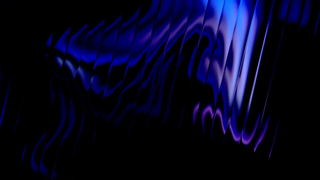Blue Purple Neon Wavy Abstract Background with Dynamic Light