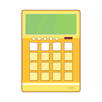 Cute yellow digital calculator cartoon illustration