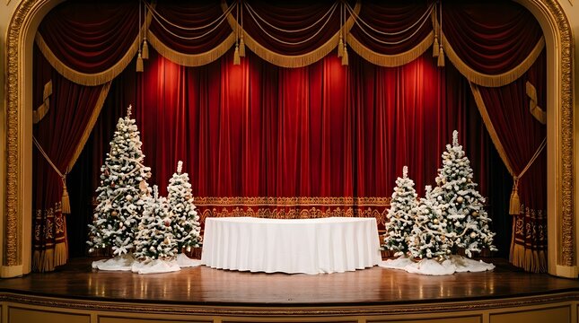A festive christmas stage setting a beautifully decorated scene for holiday performances and celebrations