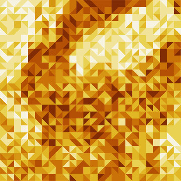 Gold Low Poly Seamless Pattern Vector, Abstract Geometric Polygon Triangle Mesh Texture, Amber Yellow Crystal Mosaic Background, Modern Graphic Design Textile Wallpaper Banner