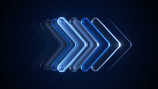 Modern glowing arrow icons in dark space