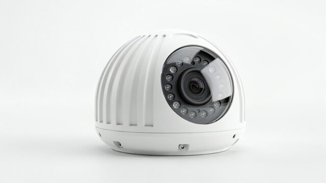 White dome security camera with infrared leds