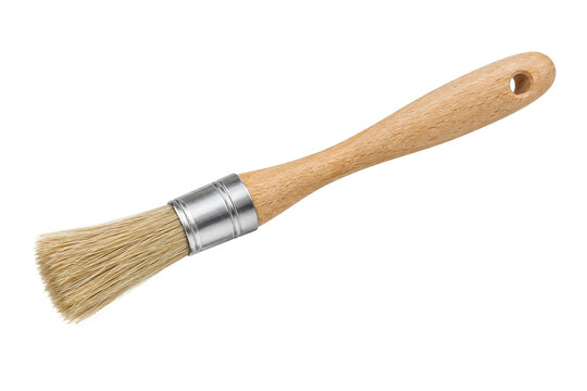 Archaeological excavation brush soft natural bristle wooden handle isolated transparency background for careful artifact cleaning and research work