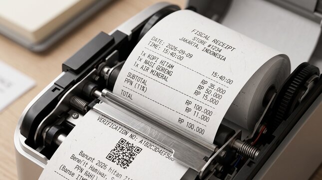 Thermal Receipt Printer Macro Shot Vector Artwork