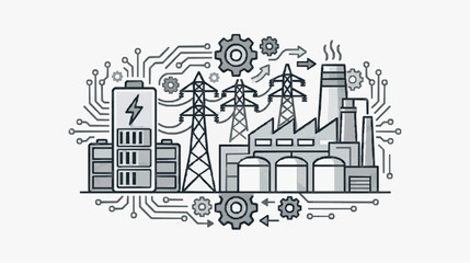 Fototapeta premium Smart Energy Grid and Industrial Automation Integration Concept