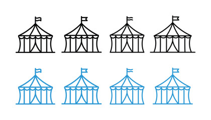 Set of circus tent in black and blue outline styles © Tanvir