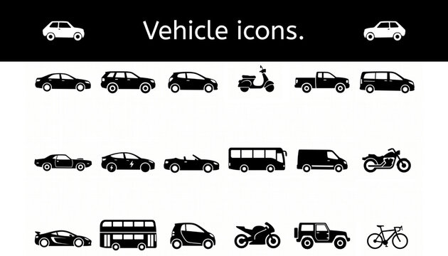 Here are some simple vehicle icons that can be edited in vector silhouette and minimalist forms.