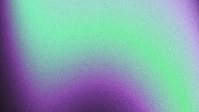 Soft, wavy abstract gradient background with grainy noise texture. Smooth blend of mint green and deep purple tones.