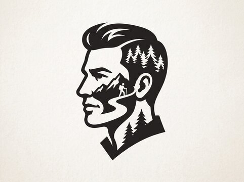 Handsam man silhouette vector icon sign symbol illusion.