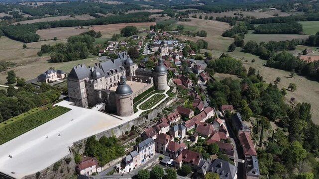 Gardens and Chateau de Hautefort, Perigord, France 