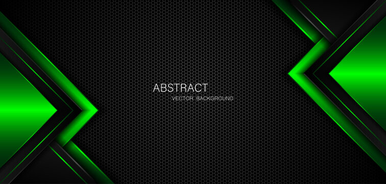 Abstract background with black and green polygon shapes, free space for design.