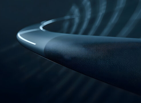 Macro shot of eVTOL urban air mobility carbon fiber rotor blade tip in wind tunnel aerodynamic test