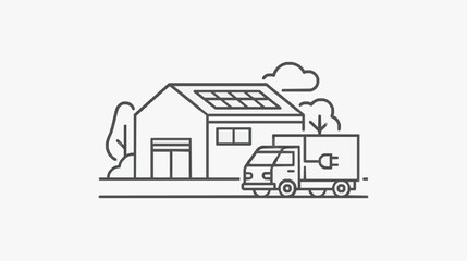 Fototapeta premium Sustainable Home Powered by Solar Energy and Electric Vehicle Charging