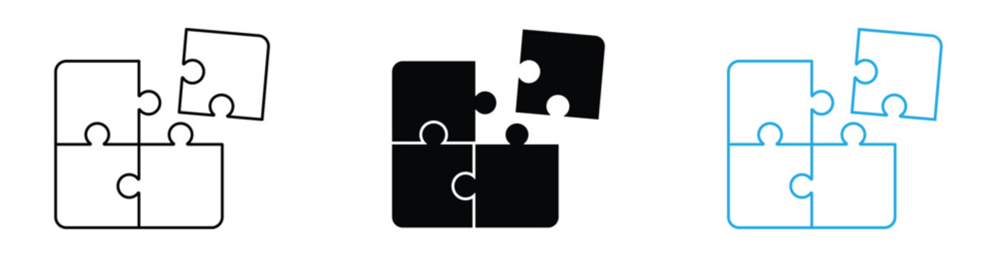 Problem solving icon. Puzzle pieces icon. connection and problem solving concept. assembly and solution symbol. vector illustration.
