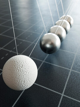 Newton's cradle demonstrates impact of small force on larger objects