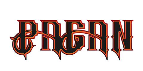 Retro gothic pagan typography text effect on transparent background © Ndoewer