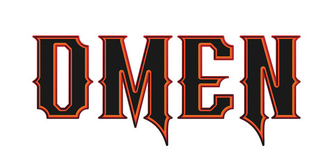 Dark gothic style omen text effect with sharp typography isolated PNG © Ndoewer