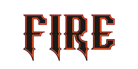 Retro gothic fire typography text effect on transparent background © Ndoewer