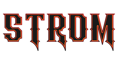 Dark gothic style strom text effect with sharp typography isolated PNG © Ndoewer
