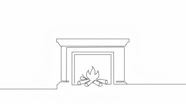 Minimalist christmas fireplace line animation with hanging stockings and cozy holiday fireplace decor