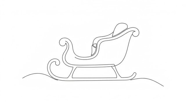 Minimalist santa sleigh continuous line animation for christmas holiday and seasonal motion