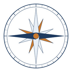 Navy Compass Rose Nautical Direction Circle on Transparent Background © Kotha