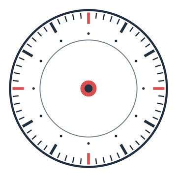 Clock Dial Face with Tick Marks Circle on Transparent Background