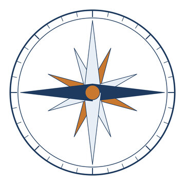 Navy Compass Rose Nautical Direction Circle on Transparent Background