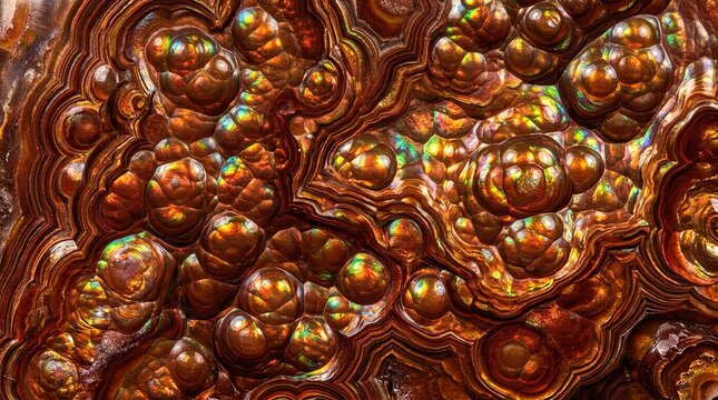 Natural Fire Agate Surface Texture Polished Rare Chalcedony Mineral Stone