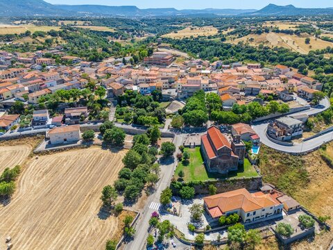 Aerial view of Ardara village in Sardinia, Italy
