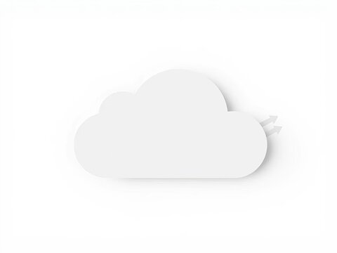 Minimalist gray cloud with arrow icon on white background, element, simplicity