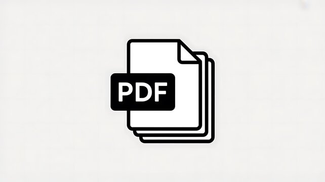 Black pdf file icon on a white background