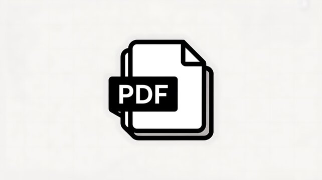 Black and white pdf file document icon