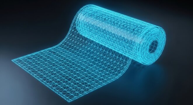 Blue roll of bubble wrap plastic packaging material for shipping items illustration