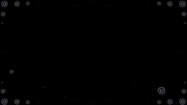 at sign, at symbol, commercial at, email, internet, address, web, contact, communication, sign, character, typography, object, emoji, animation, motion graphics, black background, isolated, pixel art,