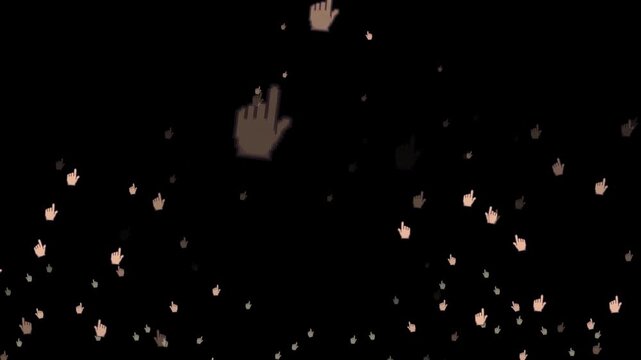 cursor, pointing hand, pointer, hand, click, select, touch, UI, interface, computer, web, symbol, object, emoji, animation, motion graphics, black background, isolated, pixel art, retro, 8-bit, game a