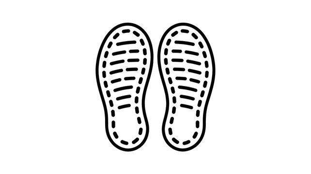 Black outline icon of shoe sole footprints
