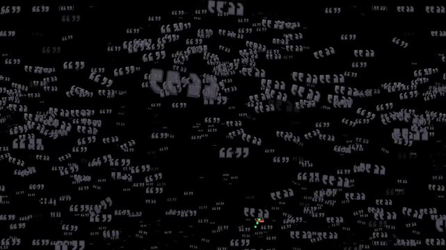 quotation marks, quotes, punctuation, text, dialogue, speech, typography, writing, symbol, character, object, emoji, animation, motion graphics, black background, isolated, pixel art, retro, 8-bit, ga
