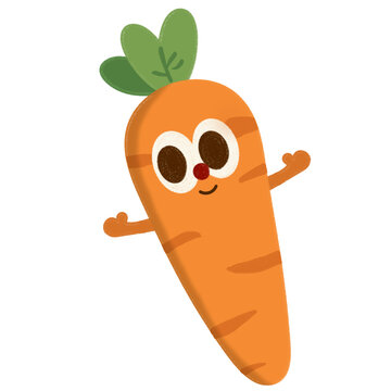PNG cute carrot cartoon character illustration isolated transparant background 