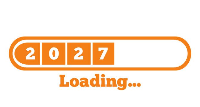 2027 loading progress bar isolated on transparent background for new year concept