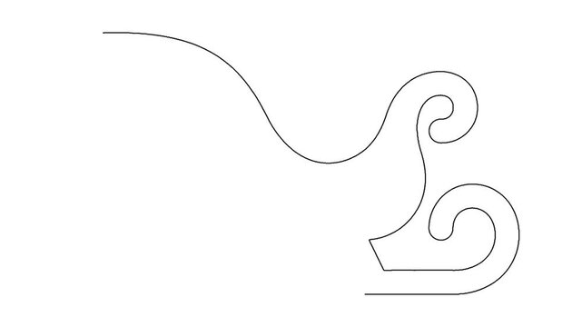 Minimalist continuous line art of Christmas sleigh drawing on white background flat style.