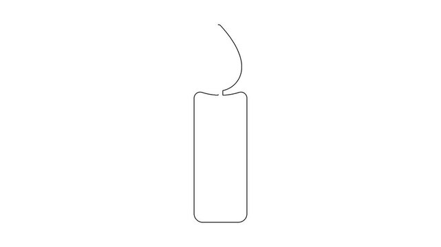 Minimalist continuous line drawing animation of candle flame flickering on white background.